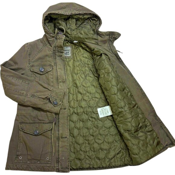 Levi's Army Green Quilted Hooded Military Utility Field Jacket - Picture 10 of 11